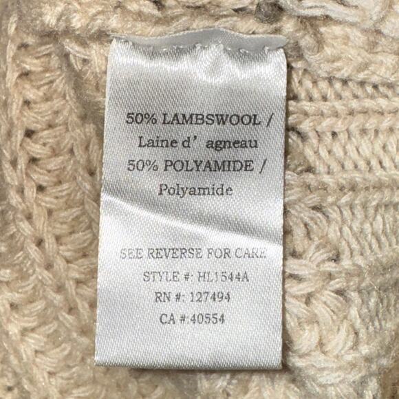 Heartloom Distressed Sweater Women's Size L Cream Wool Blend Tight Knit - Picture 5 of 5